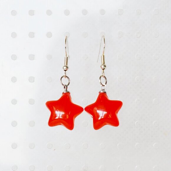 Red Candy Star Dangle Earrings - Picture 1 of 4